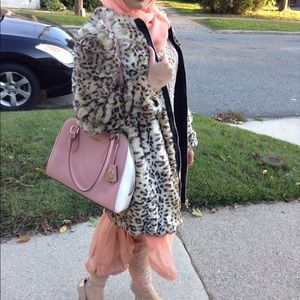 Zara leopard print faux fur coat